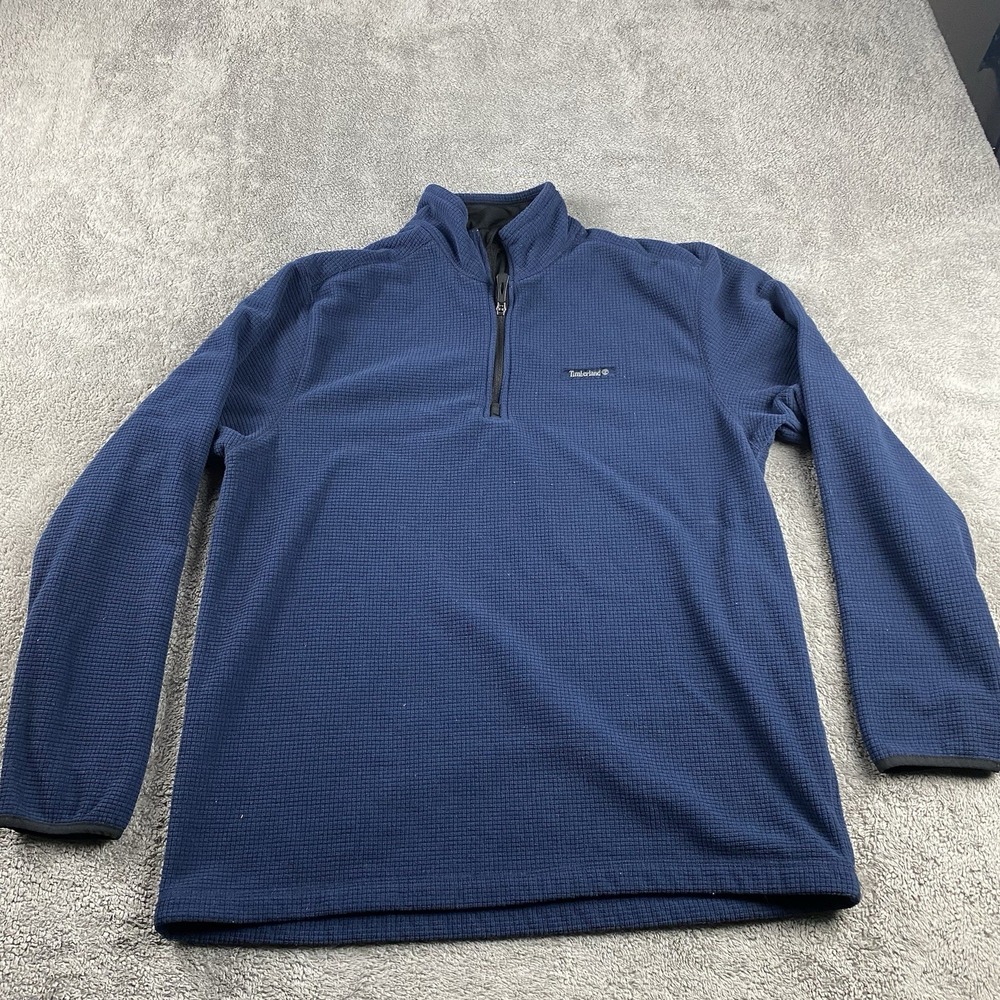 Timberland Sweater Mens Large Blue 1/4 Zip‎ Henley Long Sleeve Sweatshirt